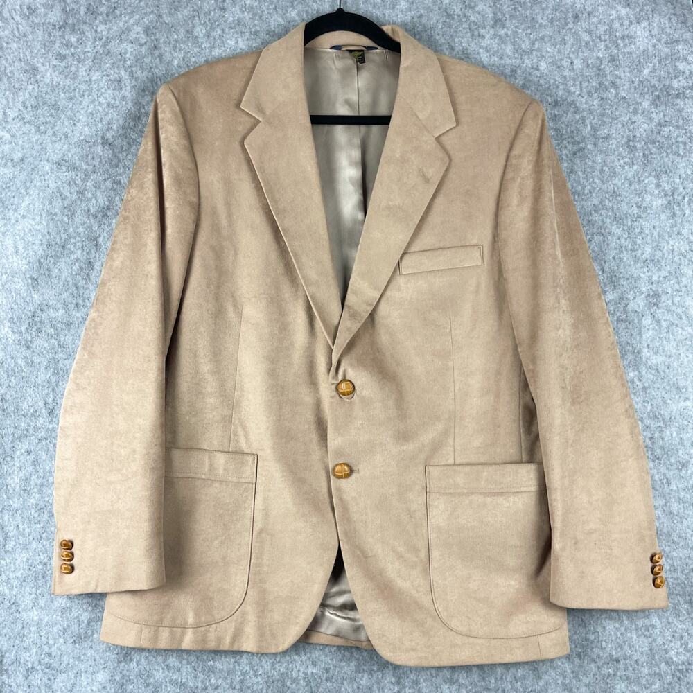 Farah Faux Suede Blazer Sport Jacket‎ Mens 44R Beige Two Button Academia